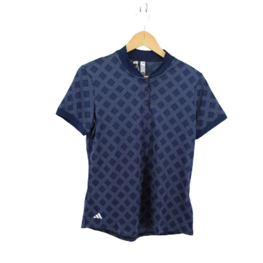 Adidas Ultimate365 Jacquard Navy Short Sleeve Polo Shirt Womens Size‎ M NWT